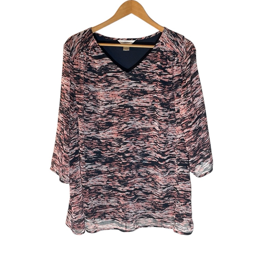 X5- CJ Banks Pink and Black Abstract Blouse Women’s 2X